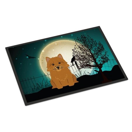 Jensendistributionservices Halloween Scary Norwich Terrier Indoor or Outdoor Mat, 24 x 0.25 x 36 in. MI2549574